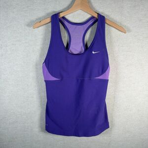 Nike Dri Fit Tank Top Built In Sports Bra Womens M Workout Yoga Racerback Purple